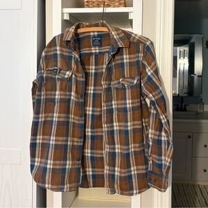Faded Glory Brown and Blue Plaid Shirt